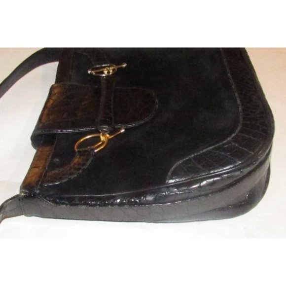 Gucci Black Crocodile & Leather Snaffle Horse-bit Hobo - Picture 10 of 12